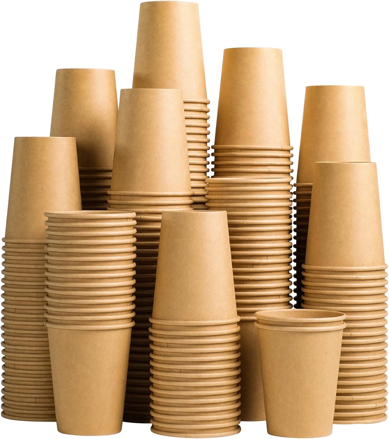 Kraft Paper Cups 200 Pack for Hot and Cold Beverages