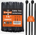 14 inch Black Zip Ties 1000 Pack - Heavy Duty 85 lb Tensile Strength
