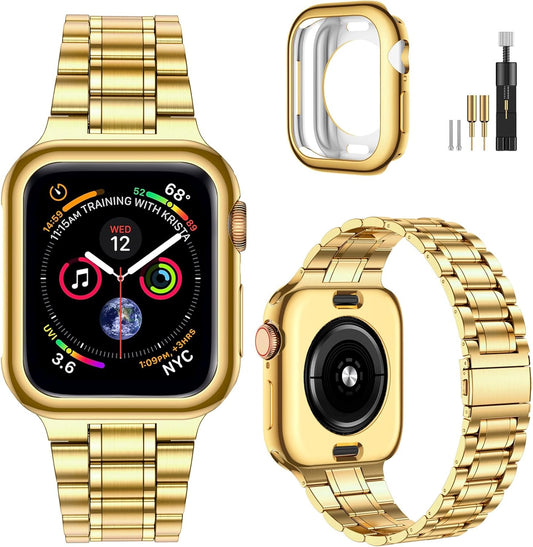 Stylish Gold Stainless Band for Apple Watch 46mm - MioHHR