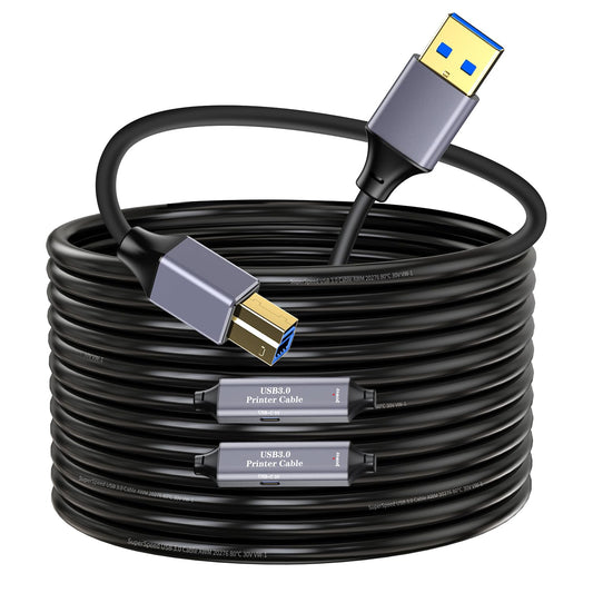 USB 3.0 Printer Cable 30ft - Fast Data Transfer and Durability