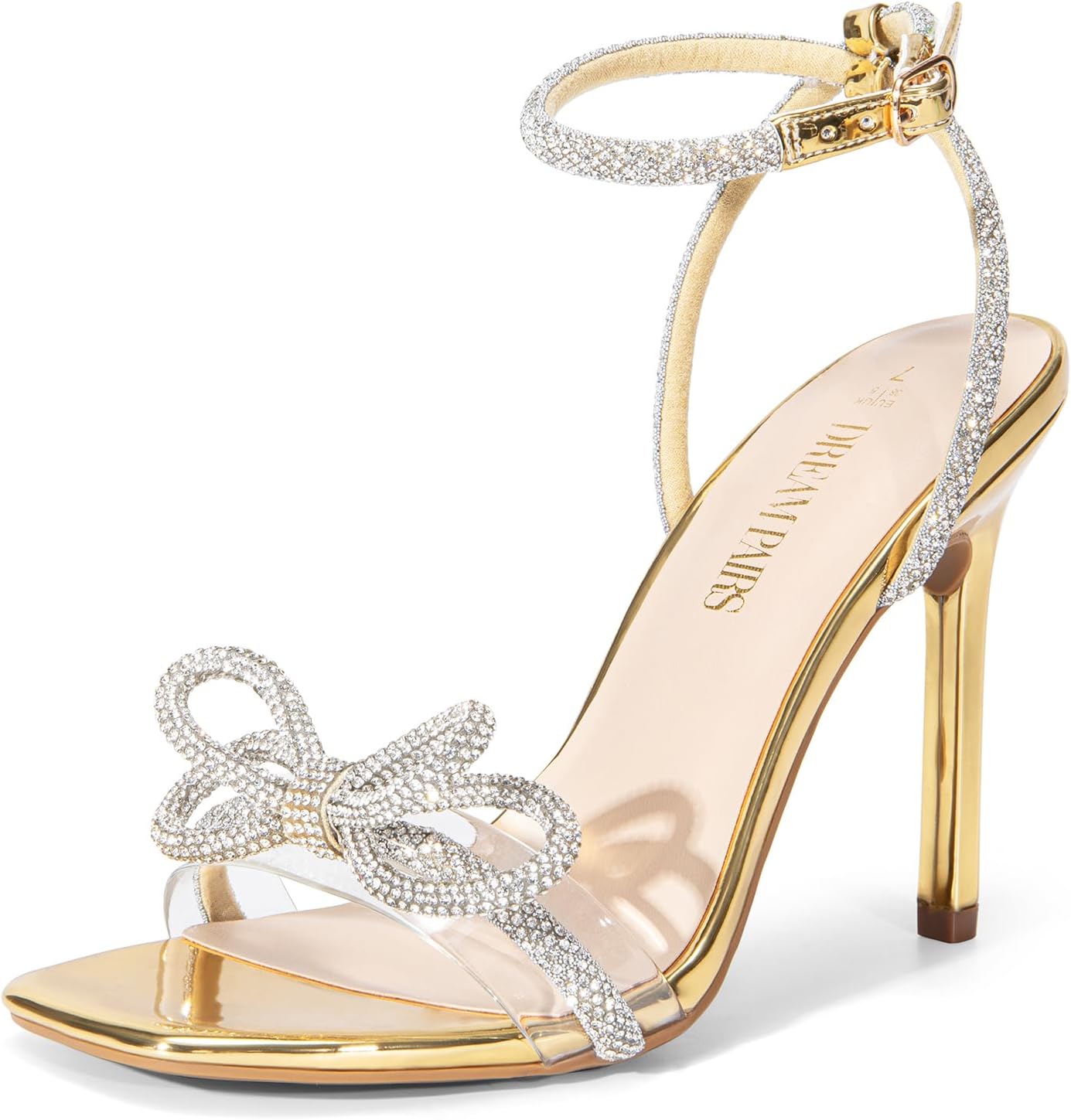 DREAM PAIRS Women's Double Bowknots Crystal Sandals for Events