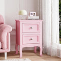 Bonnlo Nightstand with 2 Drawers - Compact Pink Bedside Table