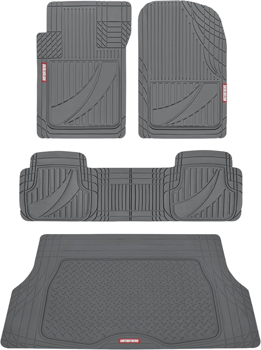 Motor Trend FlexTough Heavy Duty Gray Rubber Car Floor Mats