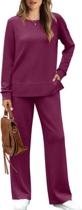 WIHOLL Women's 2 Piece Lounge Sets Sweatshirt Wide Leg Tracksuit note