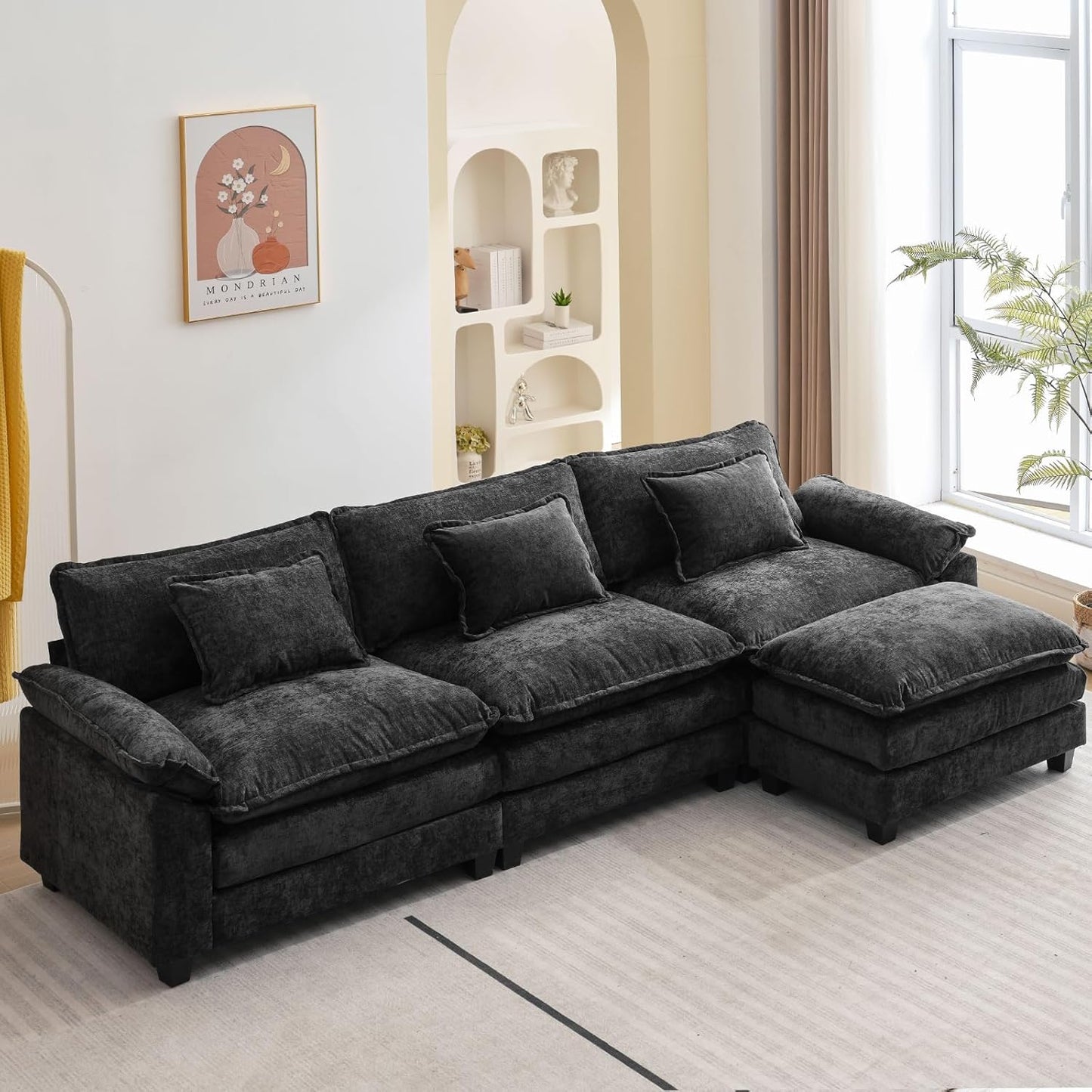 Oprisen 120in Modular Sectional Sofa - Comfy Cloud Couch