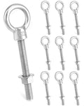 QWORK Threaded Eyebolts 1/2in x 4in 10 Pack - Marine Grade Stainless