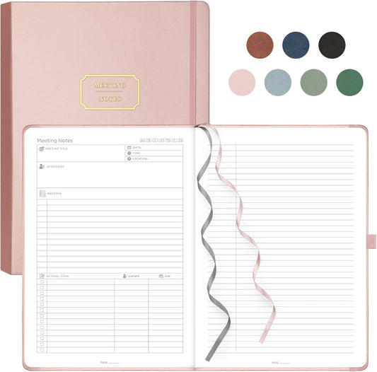 EMSHOI A4 Project Planner - 240 Pages, PU Leather, Rose Gold