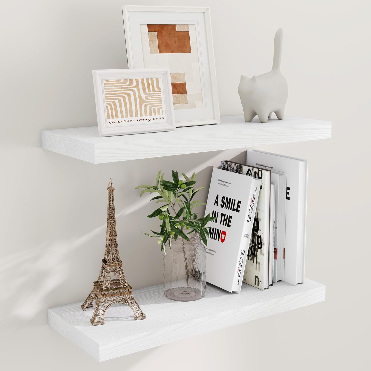 Floating Shelves for Wall - Rustic White Storage Solution