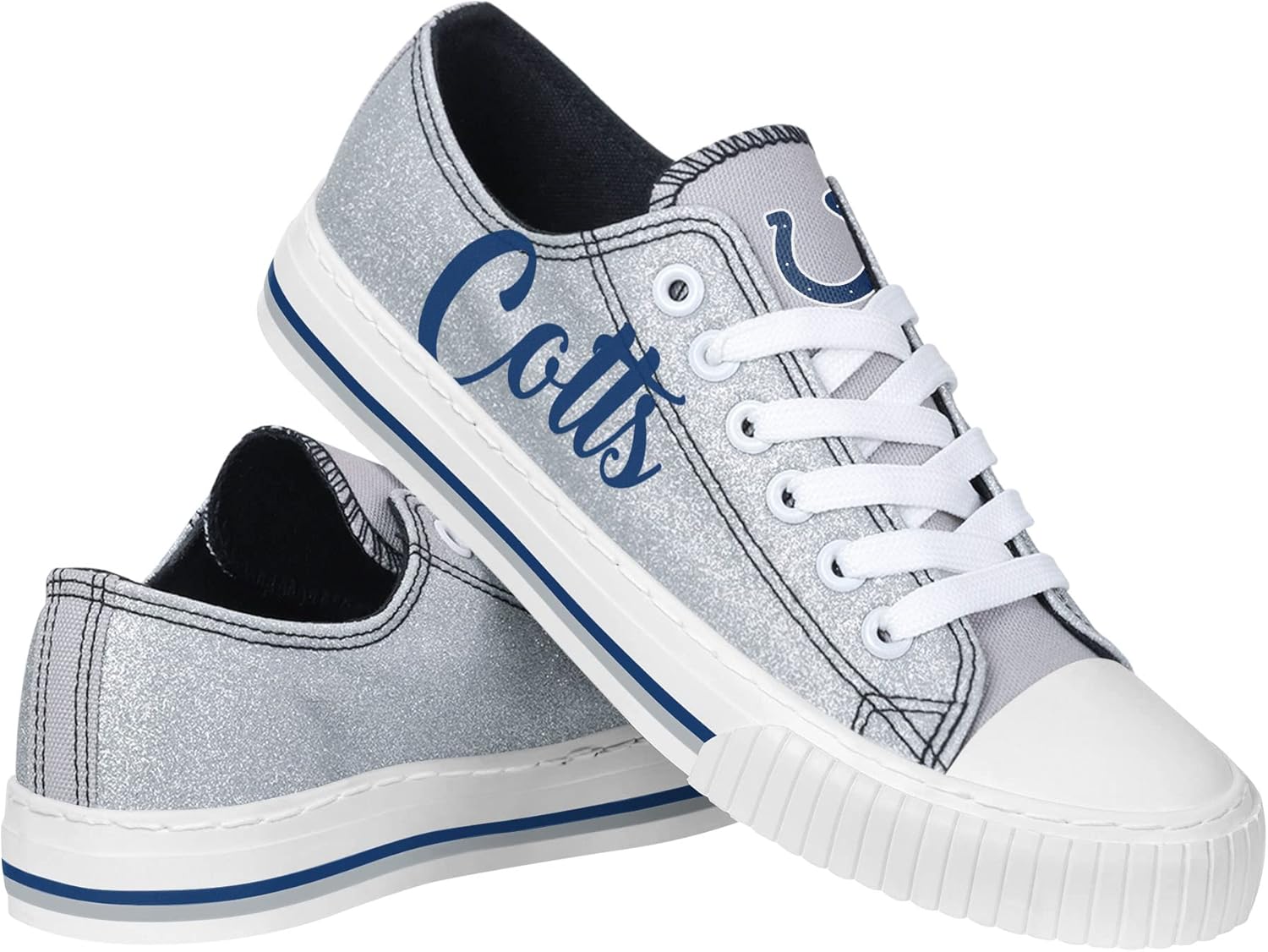 FOCO Women's NFL Team Logo Glitter Low Top Canvas Sneakers