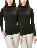 DEVOPS Women's 2 Pack Thermal Turtle Long Sleeve Shirts - Warm Base