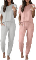 Ekouaer 2 Pack Pajama Sets for Women - Soft Jogger Lounge Set
