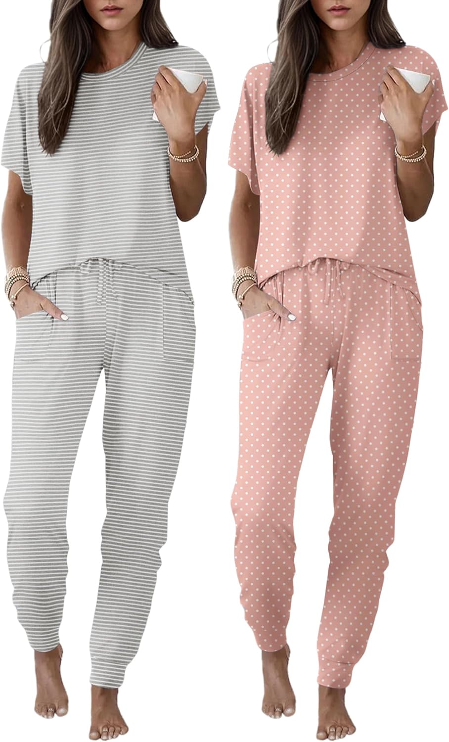 Ekouaer Pajama Sets for Women with Jogger Pants and Pockets