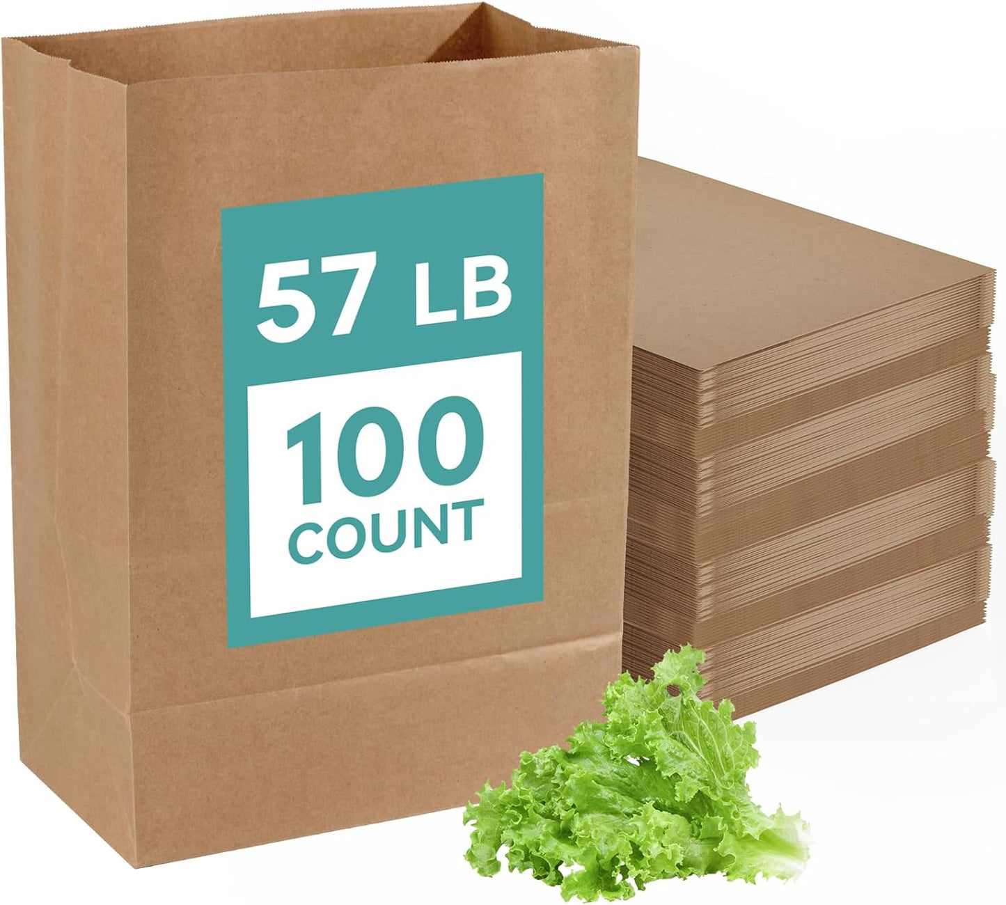 Bulk Pack of 100 Heavy Duty Kraft Paper Grocery Bags for Storage