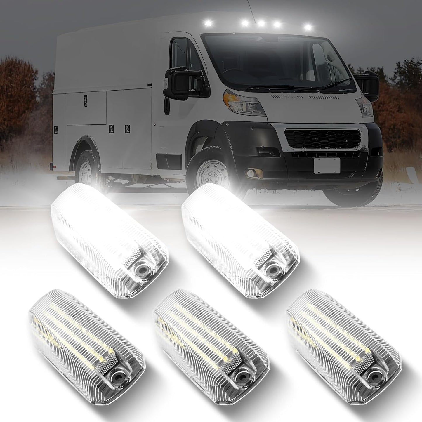 AUTOONE Upgraded White Cab Roof Top LED Marker Lights Kit