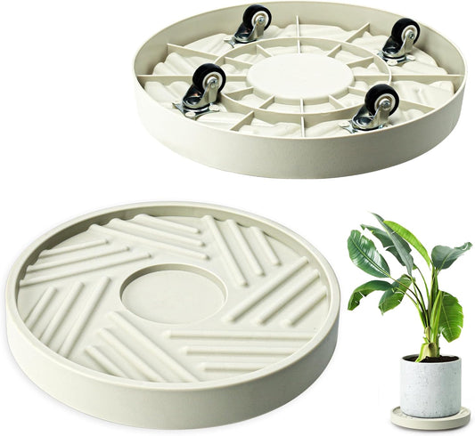 2PCS Round Plant Caddy with Hidden Wheels for Easy Mobility