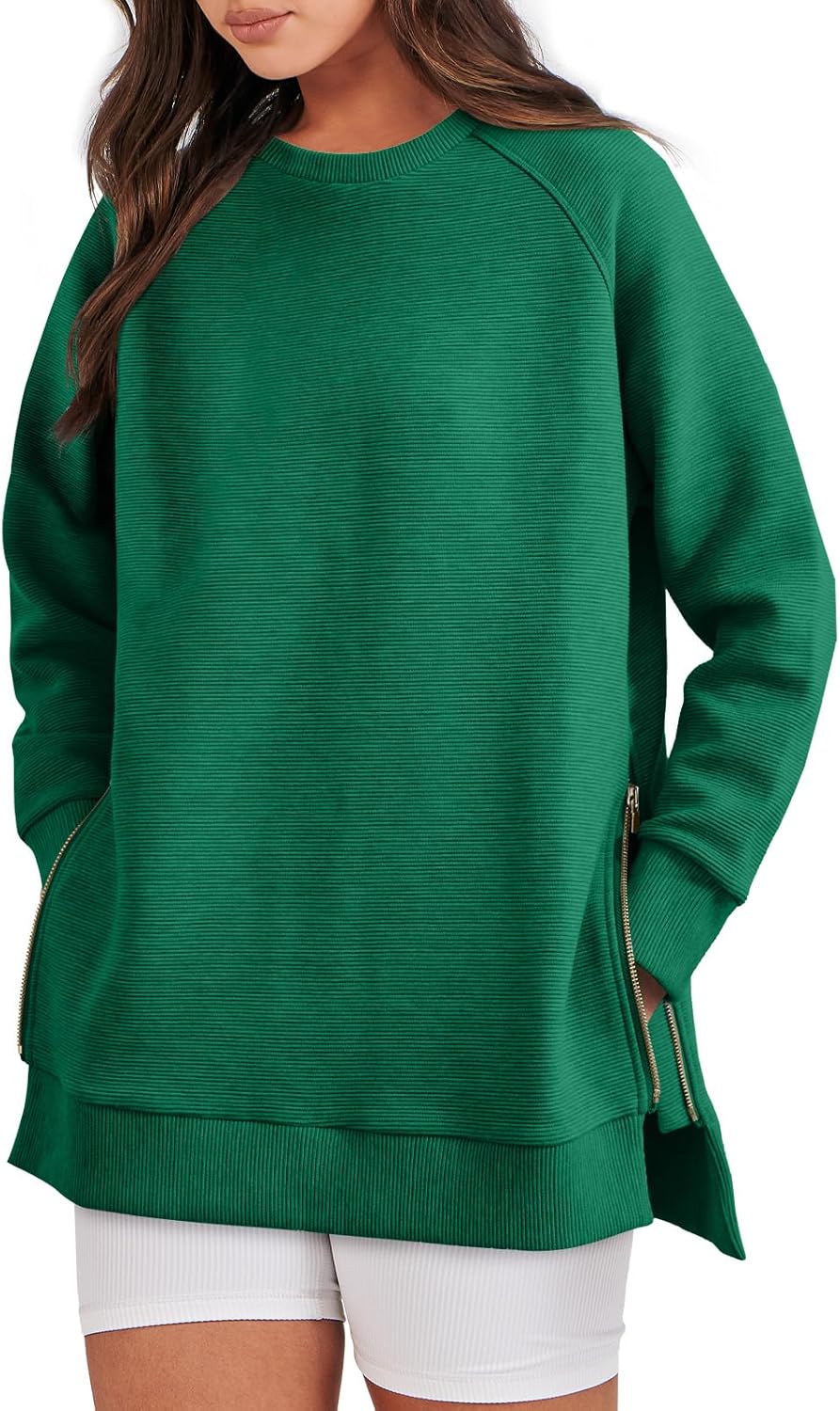 Caracilia Oversized Sweatshirt for Women with Side Zipper Style