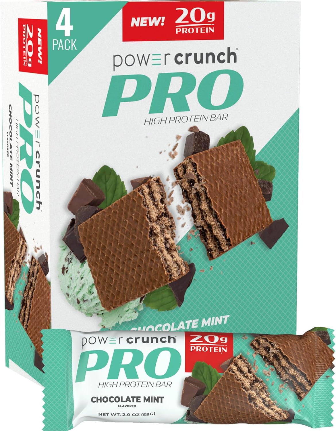 Delicious High-Protein Wafer Bars, Chocolate Mint Flavor