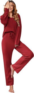 Ekouaer Women's Waffle Knit Pajama Set - Cozy Lightweight Lounge made