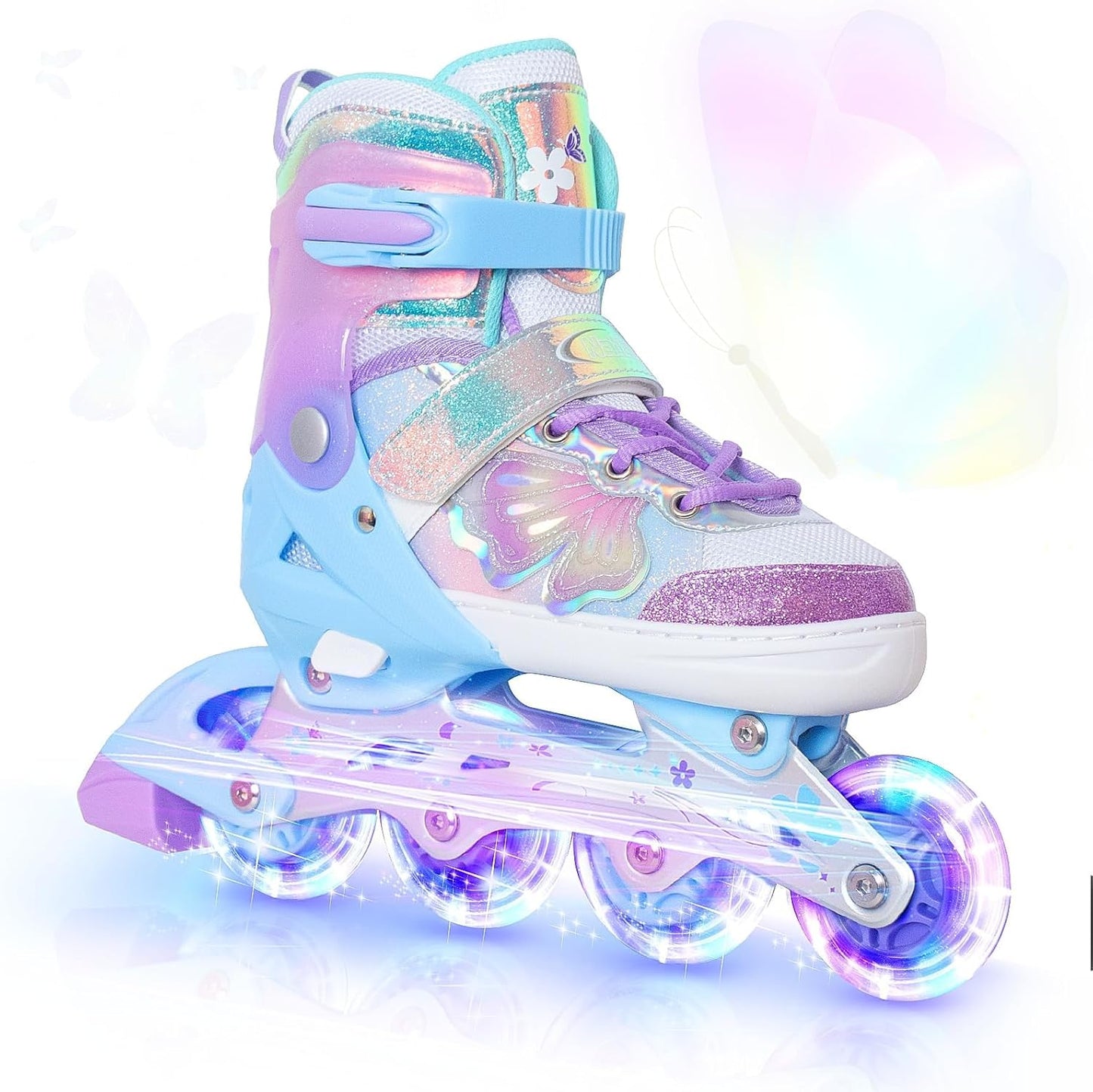 Nattork Girls Inline Skates - Adjustable Butterfly Blades for Kids