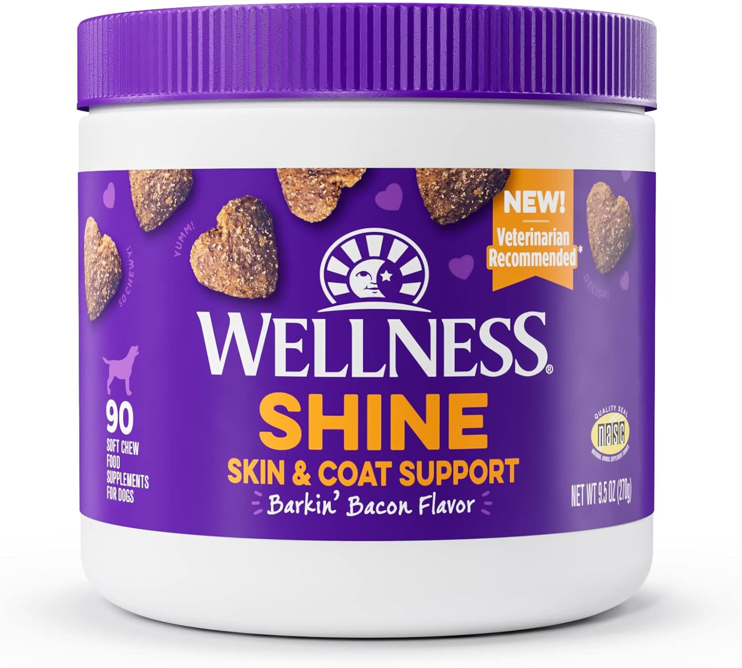Wellness Barkin' Bacon Flavored Soft Chews for Skin & Coat