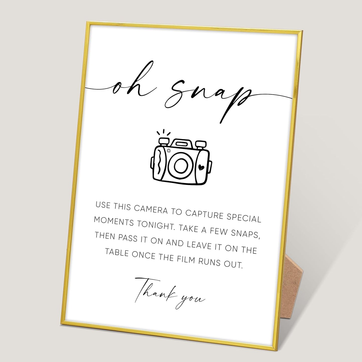 Gold Frame Wedding Camera Sign Stand - Capture Memories in Style