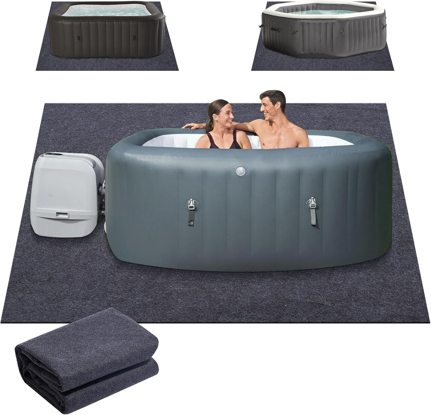 Inflatable Hot Tub Mat - Waterproof Slip-Proof Flooring Protector
