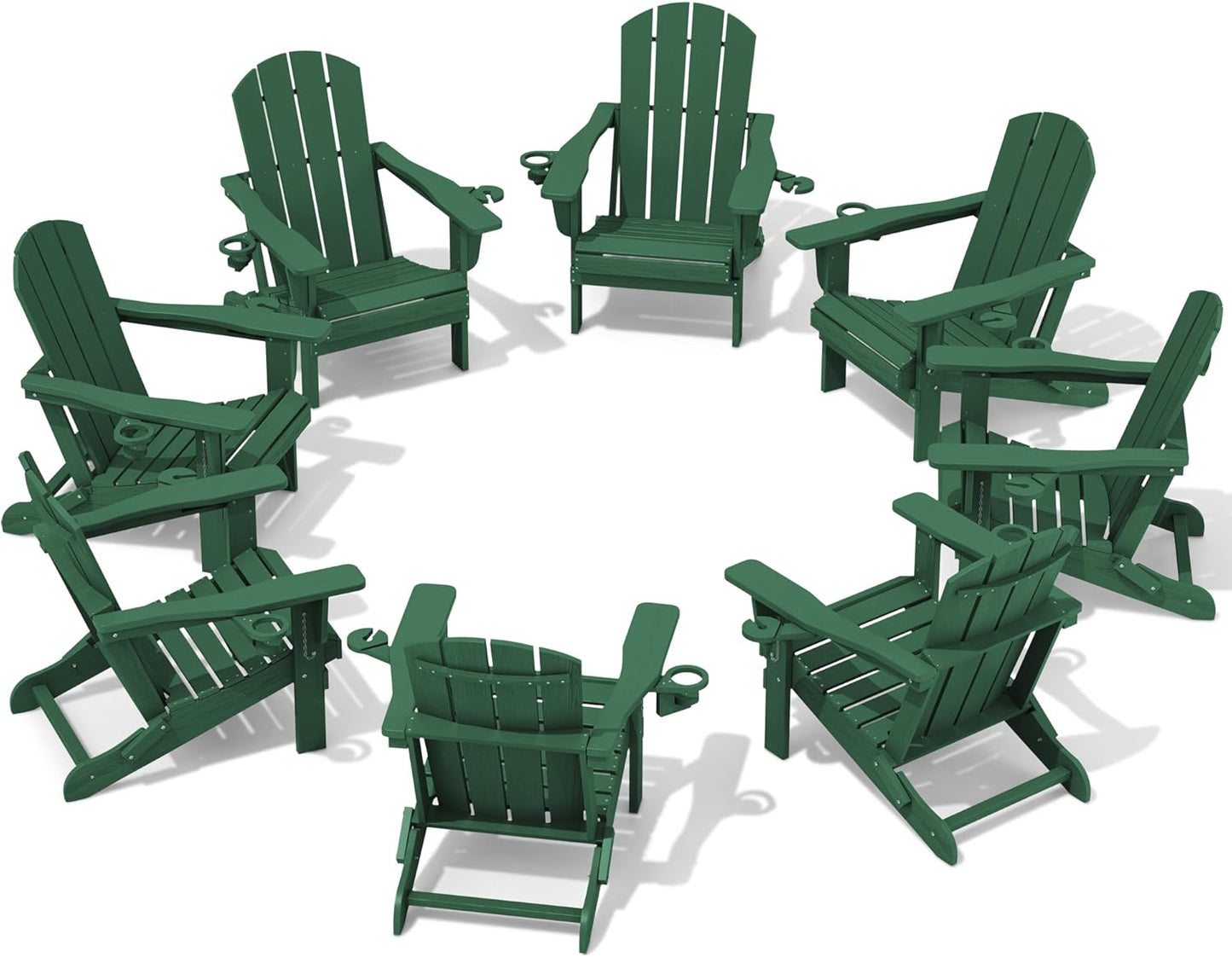 SERWALL Adirondack Chair Set of 8 with Cup Holders for Outdoors