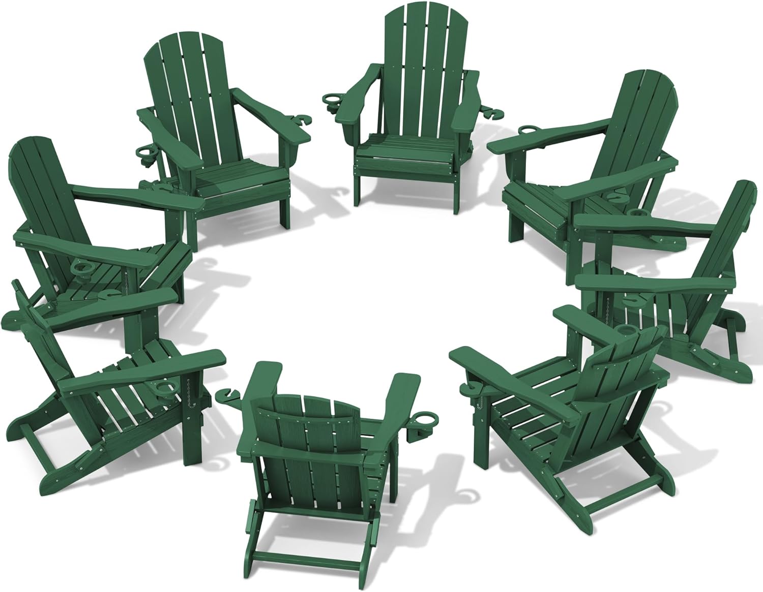 SERWALL Adirondack Chair Set of 8 with Cup Holders for Outdoors