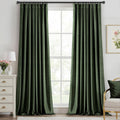 Olive Green Velvet Curtains 96 in Blackout Thermal Drapes - Elegant