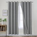 Light Grey 100% Blackout Curtains 42x90 in Pair - Linen Look Drapes