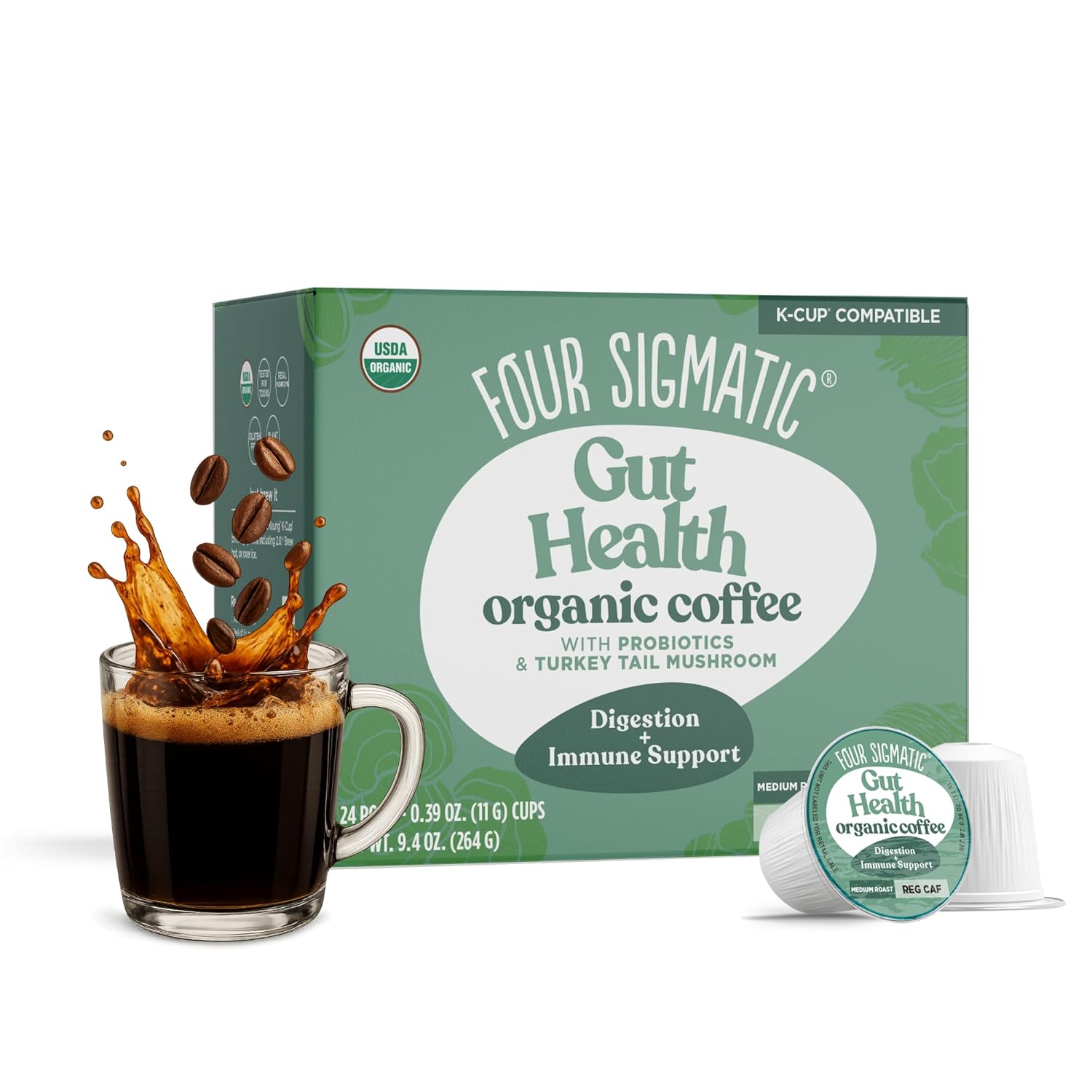Four Sigmatic Gut Health Organic Coffee Pods for Immune Support