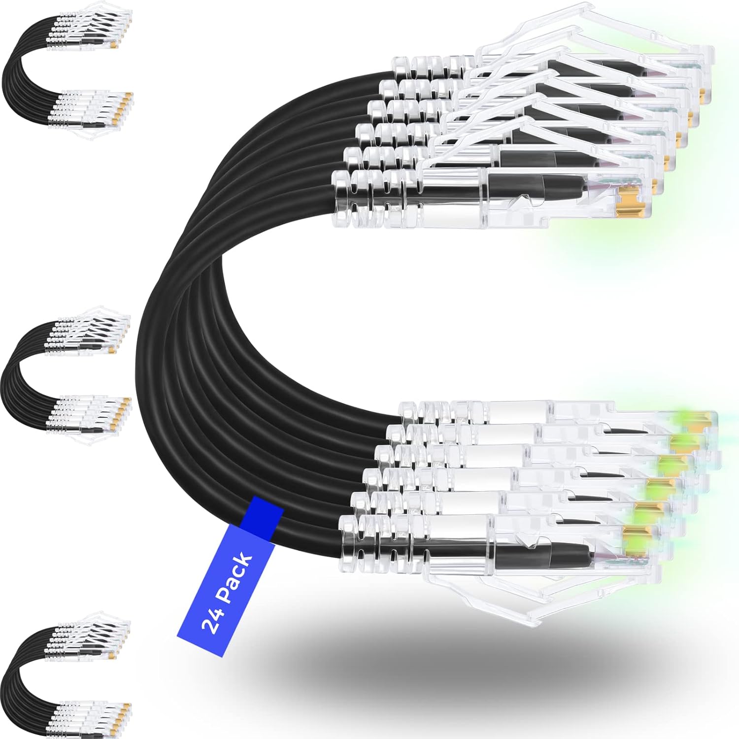 Rapink Cat6a Ethernet Patch Cable 14ft - 24 Pack Slim Design