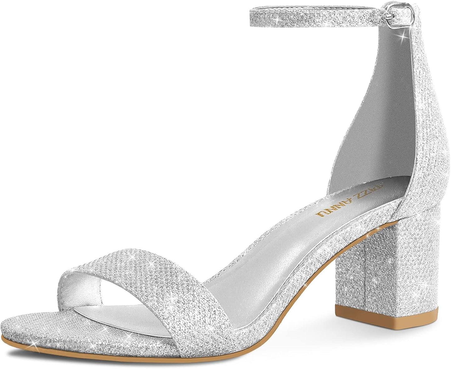 PIZZ ANNU Women's Comfortable Open Toe Chunky Heels Sandals