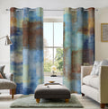 Abstract Rust Curtains 2 Panels Blue Rust 42x63 in - Room Darkening