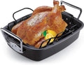 Cook N Home Nonstick Roasting Pan with Rack 17x13 in - Spacious Oven