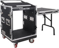 Sound Town 12U PA DJ Rack Case with 11U Slant Mixer Top - Road Ready