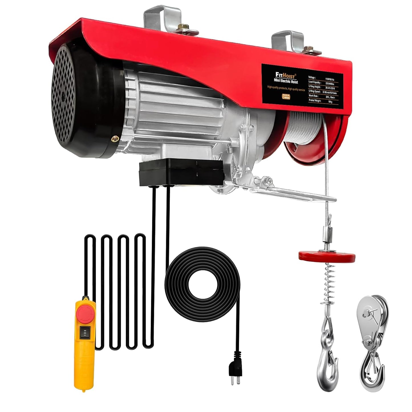 Electric Hoist for Material Handling, 440 lbs Capacity Winch