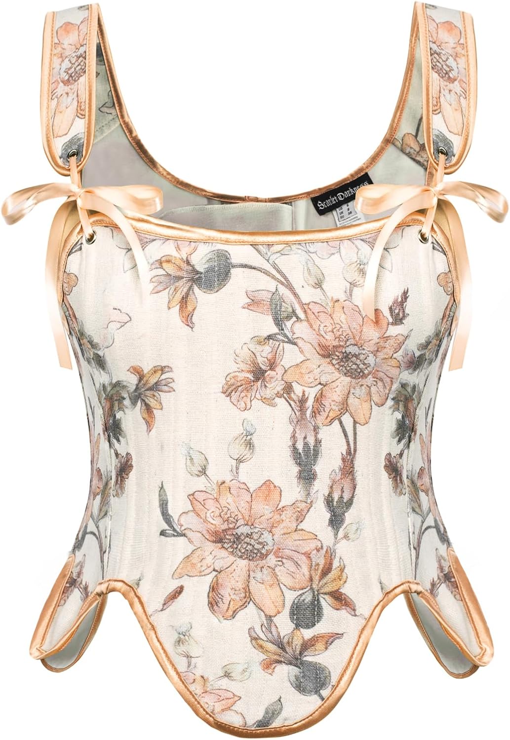 Renaissance Floral Lace Up Corset Bustier Tops for Women