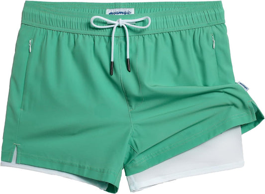 Mens Swim Trunks with Compression Liner for Ultimate Comfort
