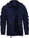 Men's Thick Winter Jacket with Furry Detachable Hood - Warm Cotton
