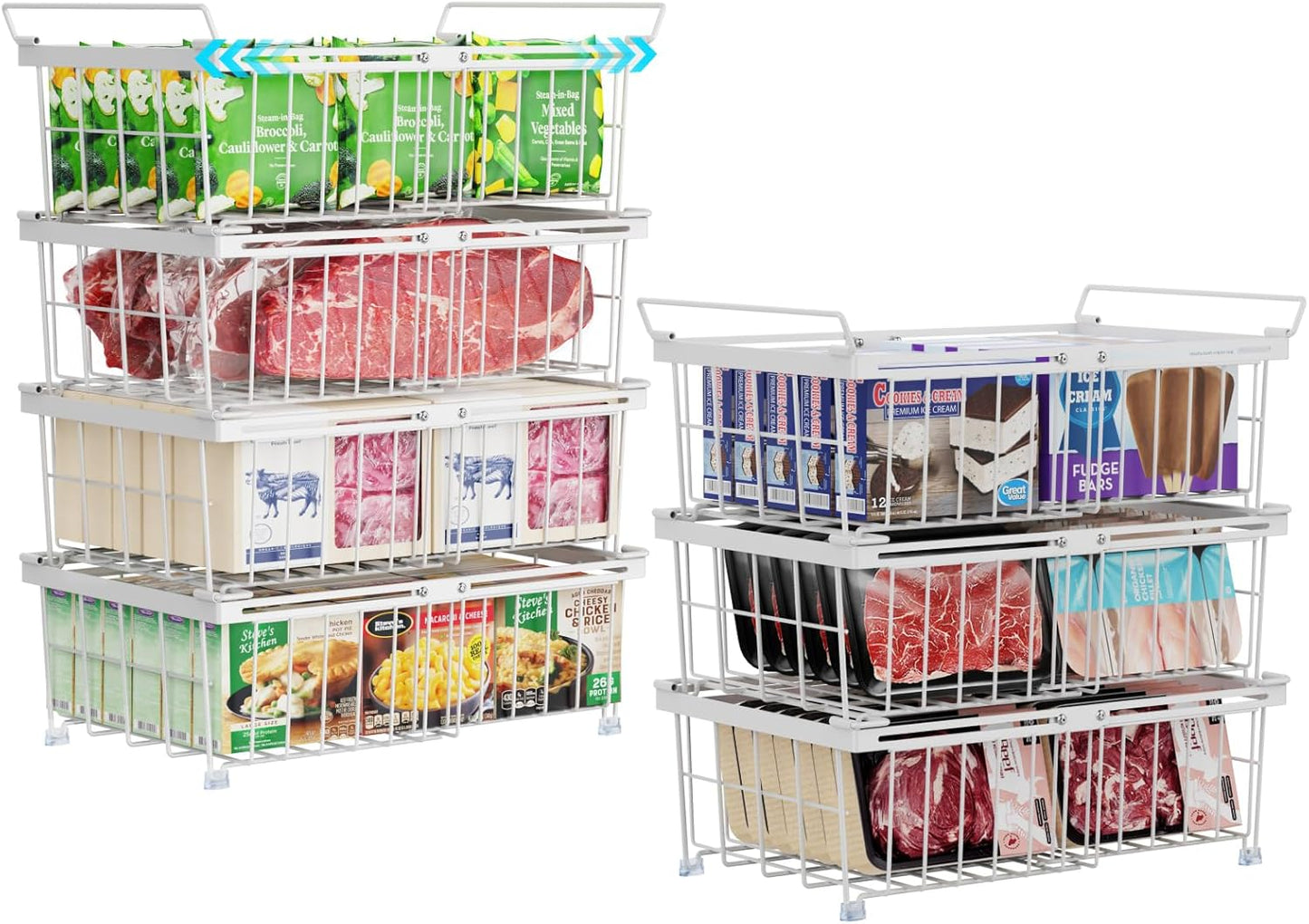 iSPECLE Deep Freezer Organizer Bins for Efficient Storage