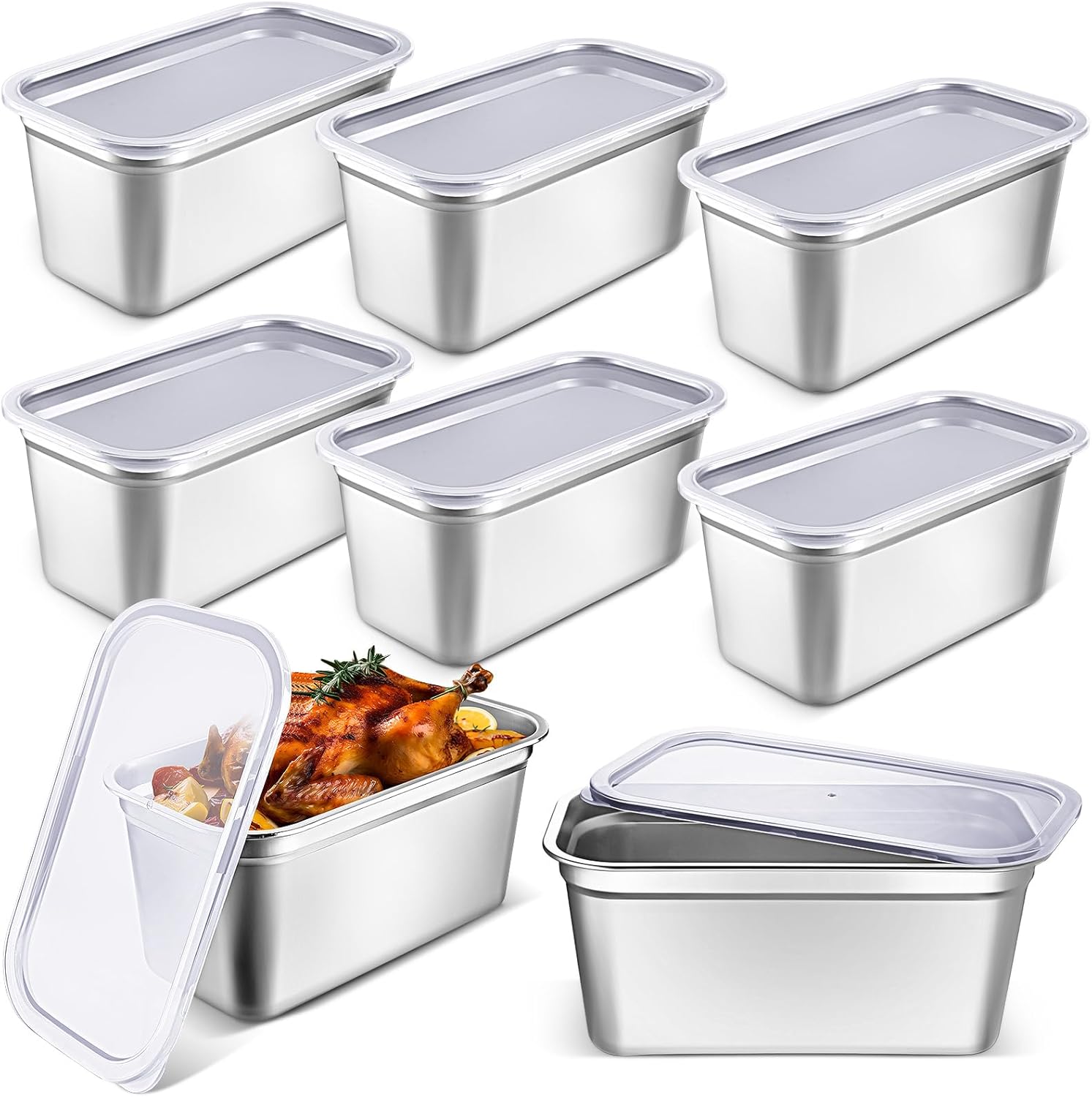 8 Pcs Stainless Steel Food Storage Containers for Kitchen Use