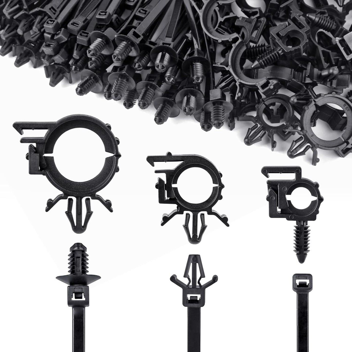 150pcs Car Wire Loom Routing Clips: Self-Locking Straps by UNIGT