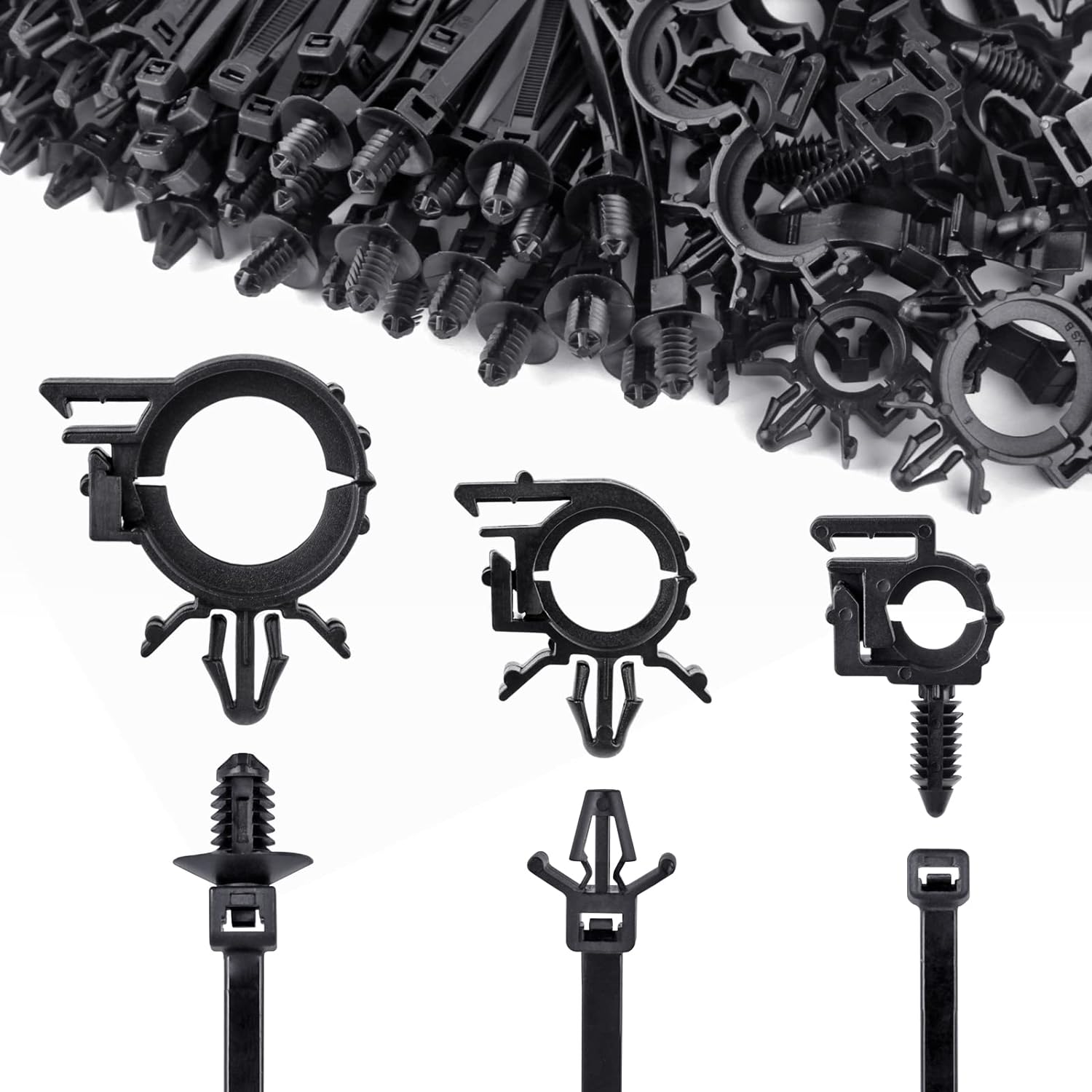 150pcs Car Wire Loom Routing Clips: Self-Locking Straps by UNIGT