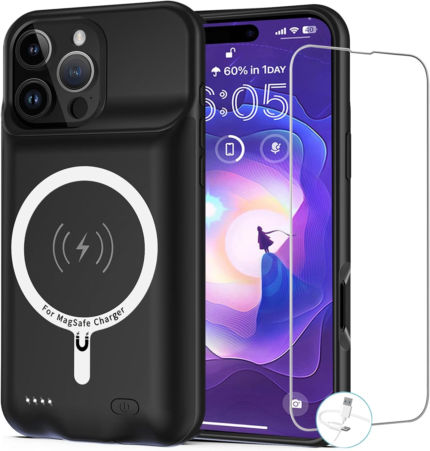 Battery Case for iPhone 16 Pro Max with 12000mAh Power