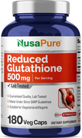 NusaPure Reduced Glutathione 500mg 180 Veggie Capsules - Max Strength