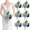 Bridesmaid Bouquets for Wedding - Set of 6 Artificial Flowers