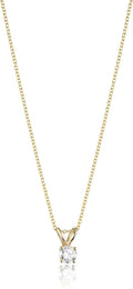 14k Gold Adjustable Round-Cut Diamond Pendant Necklace for Women