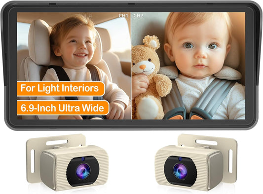 Yakry 2-Kids Baby Car Camera with 6.9in HD Display and Night Vision