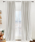 100% Blackout Shield Beige Linen Look Curtains 50in x 84in - Full